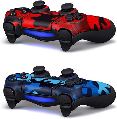 Skin Sticker Protective Cover for PS4 Playstation Controller Camouflage Red and Blue (2 Pieces) in Kuwait