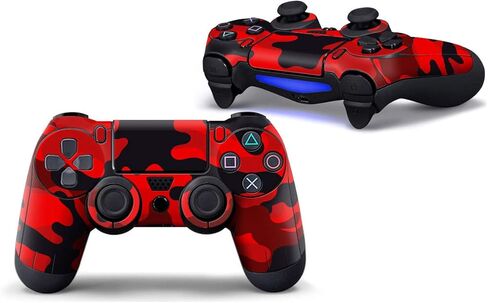 Skin Sticker Protective Cover for PS4 Playstation Controller Camouflage Red and Blue (2 Pieces) in Kuwait