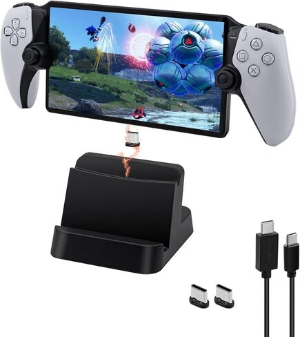 حامل شاحن محمول Mcbazel PS، محطة شحن لمشغل PS Portal عن بعد، حامل شحن مع منفذ شحن من النوع C لبوابة PS5 - أسود in Saudi Arabia