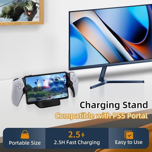 حامل شاحن محمول Mcbazel PS، محطة شحن لمشغل PS Portal عن بعد، حامل شحن مع منفذ شحن من النوع C لبوابة PS5 - أسود in Saudi Arabia