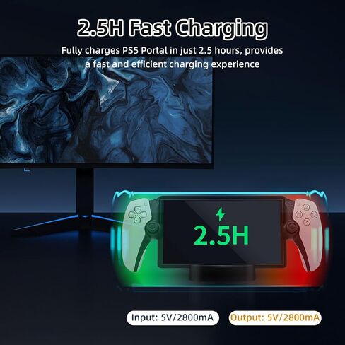 حامل شاحن محمول Mcbazel PS، محطة شحن لمشغل PS Portal عن بعد، حامل شحن مع منفذ شحن من النوع C لبوابة PS5 - أسود in Saudi Arabia