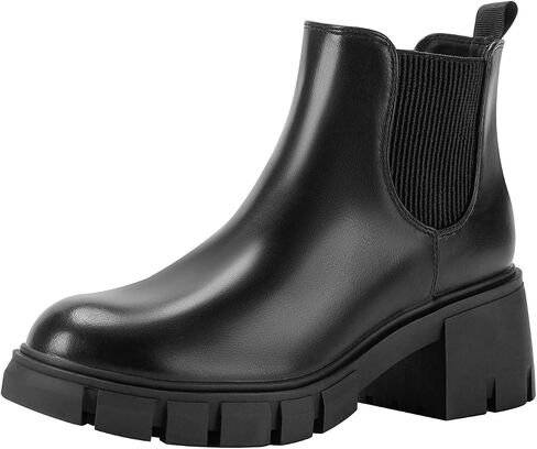 Women's Chelsea Boots Platform Ankle Boots Elastic Fashion Lug Sole Chunky Heel Booties in Saudi Arabia
