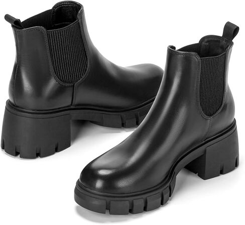 Women's Chelsea Boots Platform Ankle Boots Elastic Fashion Lug Sole Chunky Heel Booties in Saudi Arabia