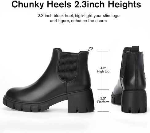 Women's Chelsea Boots Platform Ankle Boots Elastic Fashion Lug Sole Chunky Heel Booties in Saudi Arabia