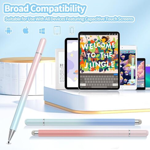 أقلام لمس لشاشات اللمس (3 قطع)، قلم ستايلس 2 في 1 عالي الدقة لأجهزة iPad متوافق مع أجهزة iPad/iPhone/Tablet/Android/iOS وجميع شاشات اللمس ذات السعة in Saudi Arabia
