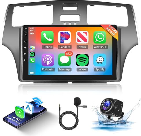 Hodozzy 4G+64G 8 Core Android Car Stereo for Lexus ES250 ES300 ES330 2001 2002 2003 2004 2005 2006 راديو، 9 بوصة تعمل باللمس راديو السيارة مع Carplay&Android Auto، GPS، بلوتوث، WIFI، FM، كاميرا in Saudi Arabia