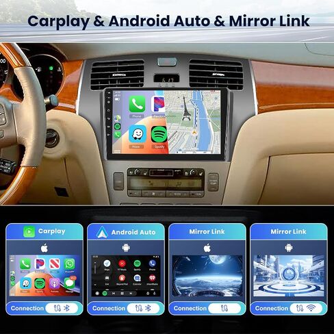 Hodozzy 4G+64G 8 Core Android Car Stereo for Lexus ES250 ES300 ES330 2001 2002 2003 2004 2005 2006 راديو، 9 بوصة تعمل باللمس راديو السيارة مع Carplay&Android Auto، GPS، بلوتوث، WIFI، FM، كاميرا in Saudi Arabia