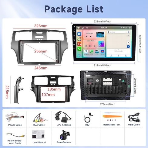 Hodozzy 4G+64G 8 Core Android Car Stereo for Lexus ES250 ES300 ES330 2001 2002 2003 2004 2005 2006 راديو، 9 بوصة تعمل باللمس راديو السيارة مع Carplay&Android Auto، GPS، بلوتوث، WIFI، FM، كاميرا in Saudi Arabia