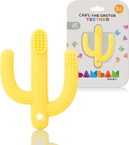 BAMBAM Baby – Premium Silicone Teething Toothbrush Toy | 100% BPA Free, Child Safety Tested, for Baby & Infant 3-6 and 6-12 Months | Carl The Cactus Teether Toys (Magic Magenta) in Saudi Arabia