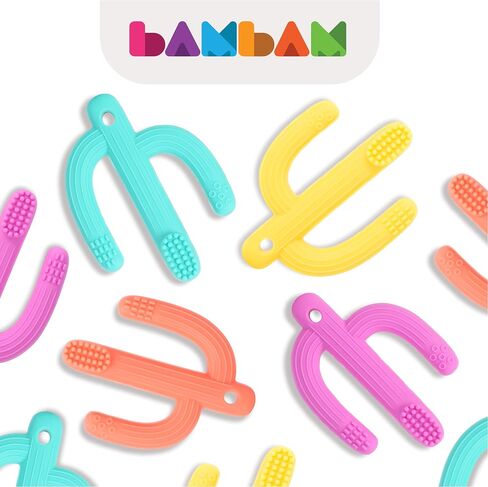 BAMBAM Baby – Premium Silicone Teething Toothbrush Toy | 100% BPA Free, Child Safety Tested, for Baby & Infant 3-6 and 6-12 Months | Carl The Cactus Teether Toys (Magic Magenta) in Saudi Arabia