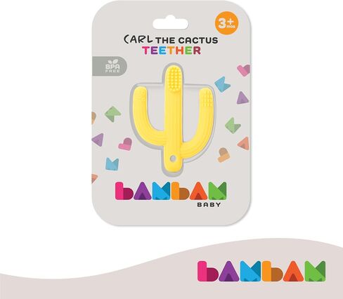 BAMBAM Baby – Premium Silicone Teething Toothbrush Toy | 100% BPA Free, Child Safety Tested, for Baby & Infant 3-6 and 6-12 Months | Carl The Cactus Teether Toys (Magic Magenta) in Saudi Arabia