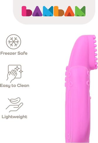 BAMBAM Baby – Premium Silicone Teething Toothbrush Toy | 100% BPA Free, Child Safety Tested, for Baby & Infant 3-6 and 6-12 Months | Carl The Cactus Teether Toys (Magic Magenta) in Saudi Arabia