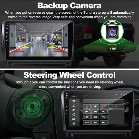 راديو سيارة 4+64 جيجا لسيارة Toyota Tundra 2007-2013 وSequoia 2008-2018، نظام Android 12 10 بوصة Tundra Stereo مع Carplay اللاسلكي ودعم Android التلقائي بلوتوث/التحكم الصوتي/GPS/كاميرا احتياطية/FM in Saudi Arabia