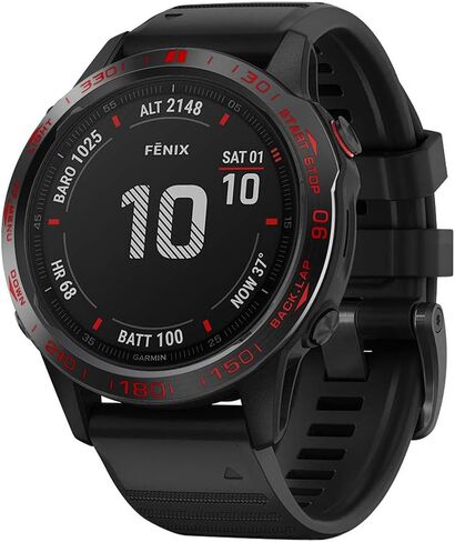 حلقة إطار من الفولاذ المقاوم للصدأ متوافقة مع ساعة Garmin Fenix ​​6/6 Pro، غطاء لاصق بحلقة إطار مضاد للخدش والاصطدام لملحقات ساعة Garmin (أسود - ليس لـ 6X/6X Pro) in Kuwait
