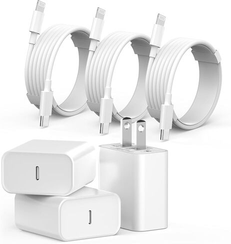 شاحن iPhone سريع الشحن، 3 عبوات [معتمد من Apple MFi] PD 20W USB C iPhone Fast Charger Block & 6FT Type C إلى Lightning كابل مزامنة بيانات الشحن السريع لهاتف iPhone 14 13 12 11 XS XR X 8 7 6 iPad in Saudi Arabia