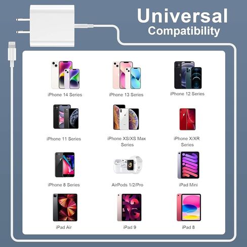 شاحن iPhone سريع الشحن، 3 عبوات [معتمد من Apple MFi] PD 20W USB C iPhone Fast Charger Block & 6FT Type C إلى Lightning كابل مزامنة بيانات الشحن السريع لهاتف iPhone 14 13 12 11 XS XR X 8 7 6 iPad in Saudi Arabia
