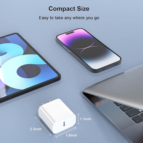 شاحن iPhone سريع الشحن، 3 عبوات [معتمد من Apple MFi] PD 20W USB C iPhone Fast Charger Block & 6FT Type C إلى Lightning كابل مزامنة بيانات الشحن السريع لهاتف iPhone 14 13 12 11 XS XR X 8 7 6 iPad in Saudi Arabia