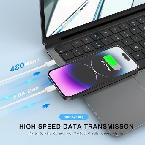 شاحن iPhone سريع الشحن، 3 عبوات [معتمد من Apple MFi] PD 20W USB C iPhone Fast Charger Block & 6FT Type C إلى Lightning كابل مزامنة بيانات الشحن السريع لهاتف iPhone 14 13 12 11 XS XR X 8 7 6 iPad in Saudi Arabia