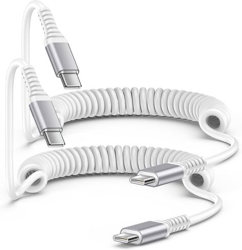 Type C to Type C Cable Fast Charging for iPhone 15/15 Pro/15 Pro Max/15 Plus, 6ft Android Auto USB C Coild Cable for Car for Google Pixel 8 Pro 7a 7 Pro 6a 6 Pro 5a 5 4a 4 XL, Samsung S23 FE S22 S21 in Saudi Arabia