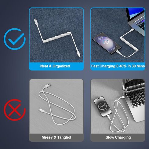 Type C to Type C Cable Fast Charging for iPhone 15/15 Pro/15 Pro Max/15 Plus, 6ft Android Auto USB C Coild Cable for Car for Google Pixel 8 Pro 7a 7 Pro 6a 6 Pro 5a 5 4a 4 XL, Samsung S23 FE S22 S21 in Saudi Arabia
