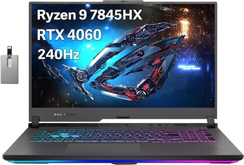 ASUS ROG Strix G17 Gaming Laptop, 17.3" QHD 240Hz Display, AMD Ryzen 9 7845HX, GeForce RTX 4060, 16GB DDR5 RAM, 1TB PCIe SSD, RGB Backlit Keyboard, Win 11 Pro, Gray, 32GB Hotface USB Card (Renewed) in Saudi Arabia