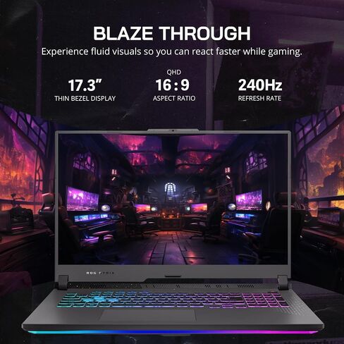 ASUS ROG Strix G17 Gaming Laptop, 17.3" QHD 240Hz Display, AMD Ryzen 9 7845HX, GeForce RTX 4060, 16GB DDR5 RAM, 1TB PCIe SSD, RGB Backlit Keyboard, Win 11 Pro, Gray, 32GB Hotface USB Card (Renewed) in Saudi Arabia