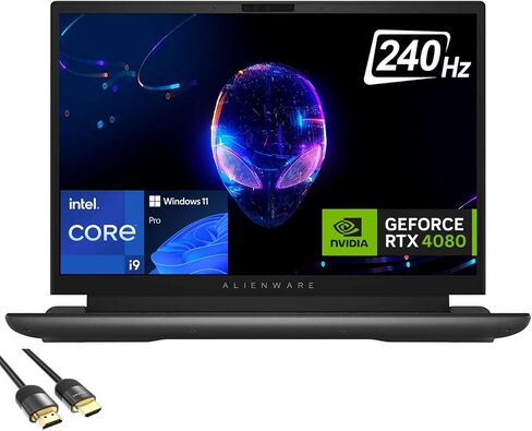 Dell Alienware m16 Gaming Laptop, 16" QHD+ 240Hz Display, 13th Gen Core i9-13900HX, GeForce RTX 4080, 64GB DDR5, 1TB PCIe 4.0, RGB Backlit KB, TB 4, WiFi 6, RJ45, Webcam, PDG HDMI Cable, Win 11 Pro in Saudi Arabia