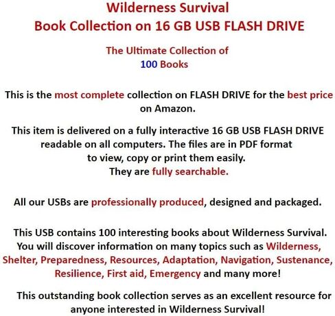 100 كتاب - البقاء على قيد الحياة - التكيف مع موارد Wilderness Shelter والإسعافات الأولية - محرك فلاش USB in Saudi Arabia
