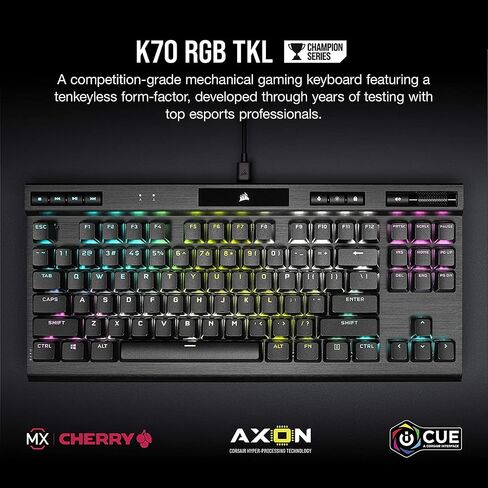 لوحة مفاتيح الألعاب الميكانيكية Corsair K70 RGB TKL (CH-9119014-NA) CHAMPION SERIES - CHERRY MX SPEED (متجددة) in Kuwait