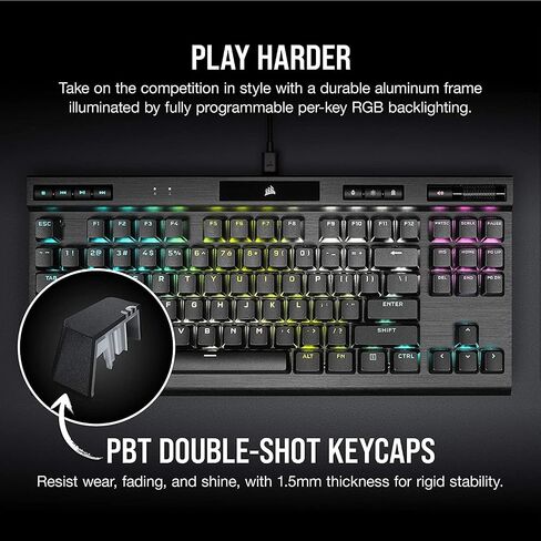 لوحة مفاتيح الألعاب الميكانيكية Corsair K70 RGB TKL (CH-9119014-NA) CHAMPION SERIES - CHERRY MX SPEED (متجددة) in Kuwait