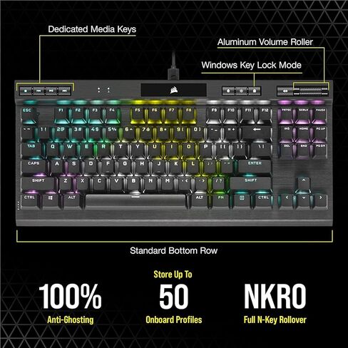 لوحة مفاتيح الألعاب الميكانيكية Corsair K70 RGB TKL (CH-9119014-NA) CHAMPION SERIES - CHERRY MX SPEED (متجددة) in Kuwait