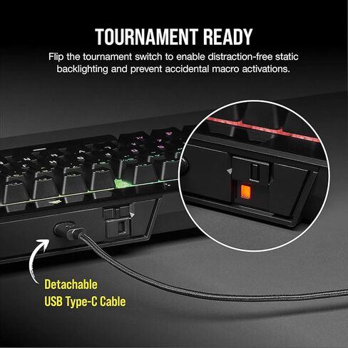 لوحة مفاتيح الألعاب الميكانيكية Corsair K70 RGB TKL (CH-9119014-NA) CHAMPION SERIES - CHERRY MX SPEED (متجددة) in Kuwait