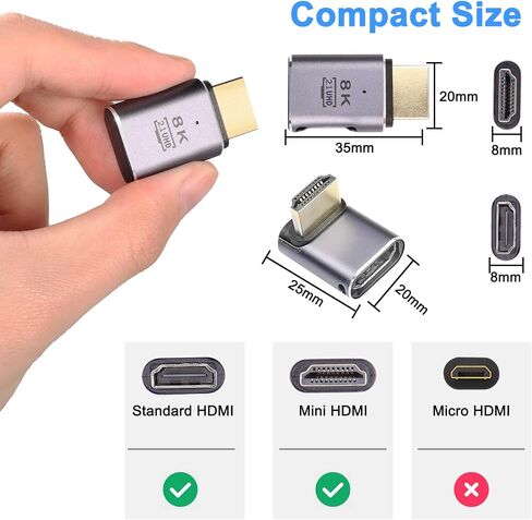 XMSJSIY 8K HDMI Coupler Adapter Female to Female/Male to Male HDMI Extension Connector Support 8K@60Hz/4K@120Hz,7680x4320P,3D, HDR, ARC,48Gbps High Speed for Laptop, PC, Monitor, TV - 2PCS… in Saudi Arabia