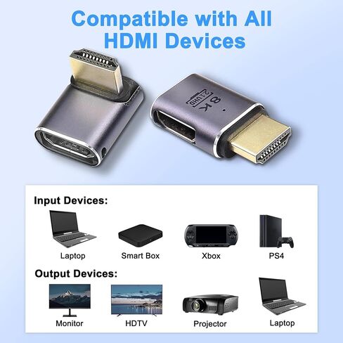 XMSJSIY 8K HDMI Coupler Adapter Female to Female/Male to Male HDMI Extension Connector Support 8K@60Hz/4K@120Hz,7680x4320P,3D, HDR, ARC,48Gbps High Speed for Laptop, PC, Monitor, TV - 2PCS… in Saudi Arabia