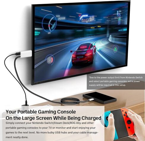 USB Type-C to HDMI Cable 4K/30Hz 1080P/60Hz Power Delivery PD 100W Charging Video Signal for Mobile/Tablet/Laptop/Dex Mode Compatible for Nintendo Switch/Steam Deck/ROG Ally (Black 6 Feet) in Saudi Arabia
