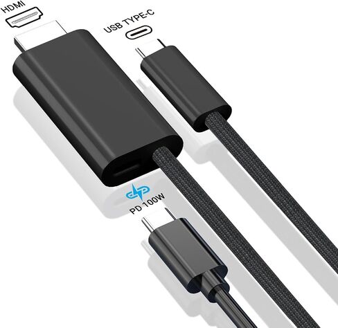 USB Type-C to HDMI Cable 4K/30Hz 1080P/60Hz Power Delivery PD 100W Charging Video Signal for Mobile/Tablet/Laptop/Dex Mode Compatible for Nintendo Switch/Steam Deck/ROG Ally (Black 6 Feet) in Saudi Arabia