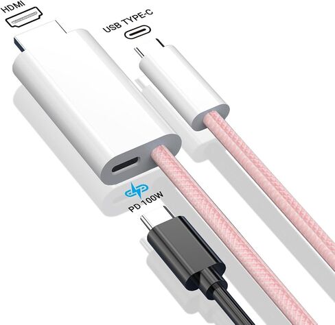 كابل USB من النوع C إلى HDMI 4K/30 هرتز 1080P/60 هرتز توصيل الطاقة PD 100 واط إشارة فيديو للشحن للجوال/الكمبيوتر اللوحي/الكمبيوتر المحمول/وضع Dex متوافق مع Nintendo Switch/Steam Deck/ROG Ally (أسود 6 أقدام) in Saudi Arabia