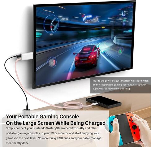 كابل USB من النوع C إلى HDMI 4K/30 هرتز 1080P/60 هرتز توصيل الطاقة PD 100 واط إشارة فيديو للشحن للجوال/الكمبيوتر اللوحي/الكمبيوتر المحمول/وضع Dex متوافق مع Nintendo Switch/Steam Deck/ROG Ally (أسود 6 أقدام) in Saudi Arabia