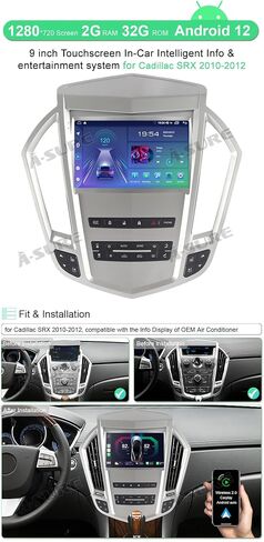 ASURE 9 بوصة راديو ستيريو للسيارة وحدة ملاحة GPS لكاديلاك SRX 2010 2011 2012،4 Core 2GB+32GB Android مع Carplay اللاسلكي، Android Auto، SWC، 1280x720 مشغل وسائط متعددة بشاشة تعمل باللمس in Kuwait