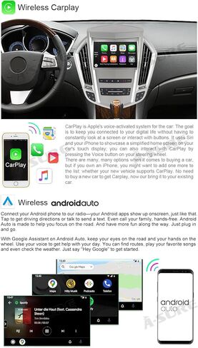 ASURE 9 بوصة راديو ستيريو للسيارة وحدة ملاحة GPS لكاديلاك SRX 2010 2011 2012،4 Core 2GB+32GB Android مع Carplay اللاسلكي، Android Auto، SWC، 1280x720 مشغل وسائط متعددة بشاشة تعمل باللمس in Kuwait