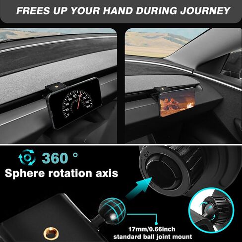 BestEvMod Dashboard Car 1/4 Screw Mount Phone Holder Tablet Mag Safe Compatible with 2024 Refreshed Tesla Model 3 Highland fits for All Phones & Android 360° Adjustable (17mm Ball Joint Only) in Saudi Arabia
