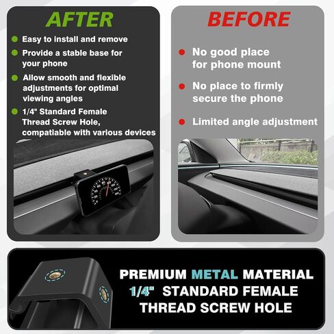 BestEvMod Dashboard Car 1/4 Screw Mount Phone Holder Tablet Mag Safe Compatible with 2024 Refreshed Tesla Model 3 Highland fits for All Phones & Android 360° Adjustable (17mm Ball Joint Only) in Saudi Arabia