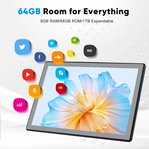 تابلت 10 بوصة Android 13 Google Tablets للبالغين 8 جيجابايت (4+4) 64 جيجابايت 1 تيرابايت قابل للتوسيع، 10.1 كمبيوتر لوحي Android مع 5G WiFi 6 كمبيوتر لوحي 10+ بوصة، GMS Tablet IPS شاشة تعمل باللمس كاميرا مزدوجة حافظة معدنية in Kuwait