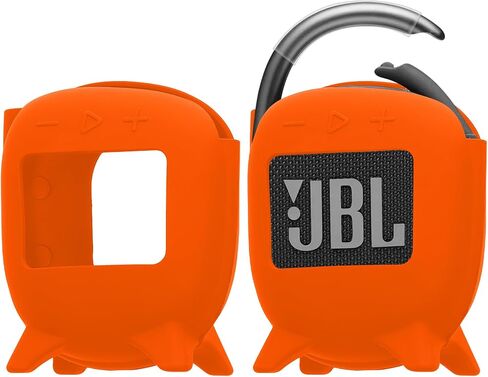 حافظة سيليكون kwmobile متوافقة مع JBL Clip 4 - حافظة واقية لمكبر الصوت الصغير - برتقالي in Saudi Arabia