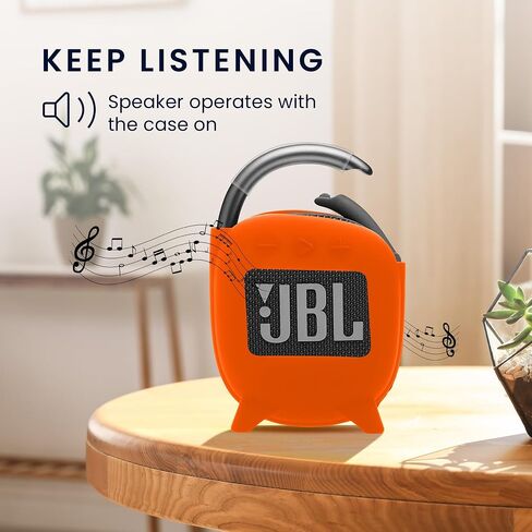 حافظة سيليكون kwmobile متوافقة مع JBL Clip 4 - حافظة واقية لمكبر الصوت الصغير - برتقالي in Saudi Arabia