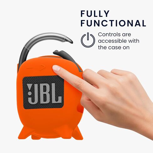 حافظة سيليكون kwmobile متوافقة مع JBL Clip 4 - حافظة واقية لمكبر الصوت الصغير - برتقالي in Saudi Arabia