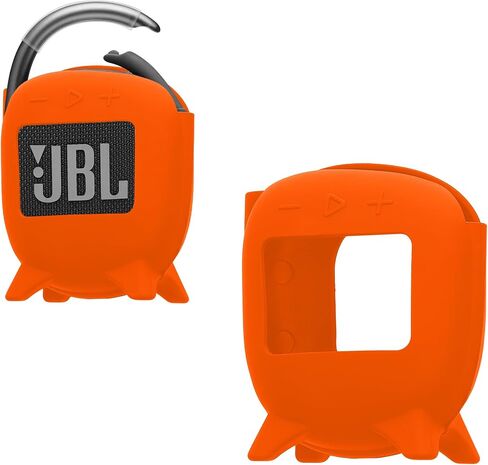 حافظة سيليكون kwmobile متوافقة مع JBL Clip 4 - حافظة واقية لمكبر الصوت الصغير - برتقالي in Saudi Arabia