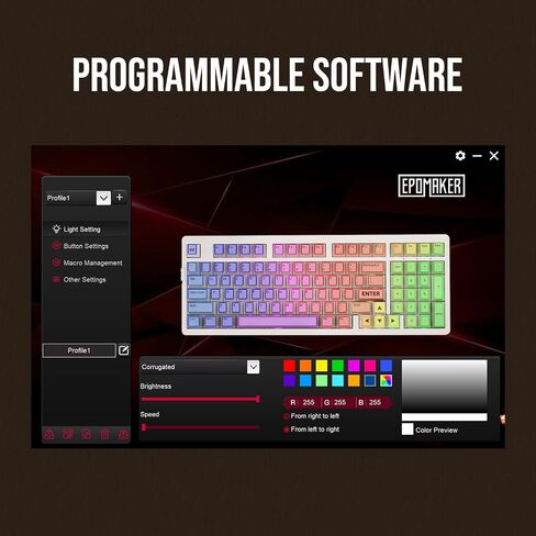 EPOMAKER EK98 Wireless Gaming Keyboard, Tri-Mode Bluetooth/2.4Ghz/USB-C Wired Mechanical Keyboard, Hot Swappable Creamy Keyboard, RGB Backlit Custom Keyboard (White, Peach Lily Switch) in Saudi Arabia