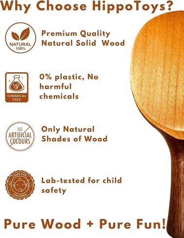 HippoToys Handmade wood rattle baby Montessori Wooden Rattles toy for Babies Toddlers, Boys & Girls Age 0-6 months baby, Safe, Premium Quality, ASTM, EN71.3 Certified Toys,Development & Early Learning in Saudi Arabia