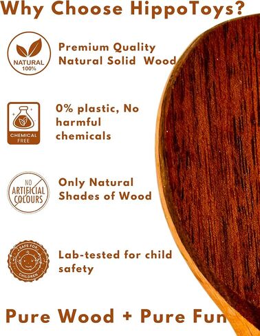 HippoToys Handmade wood rattle baby Montessori Wooden Rattles toy for Babies Toddlers, Boys & Girls Age 0-6 months baby, Safe, Premium Quality, ASTM, EN71.3 Certified Toys,Development & Early Learning in Saudi Arabia